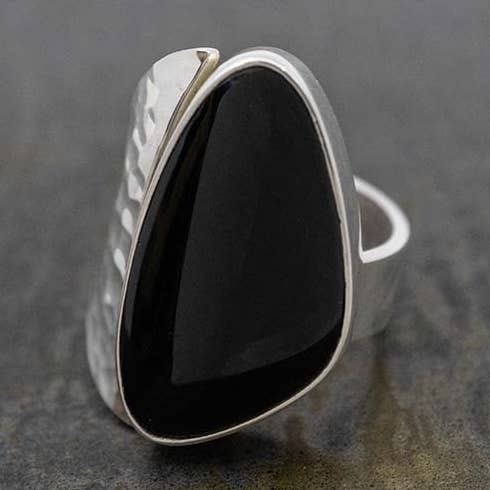 Black Media Luna Ring with Obsidian for wholesale on Faire0