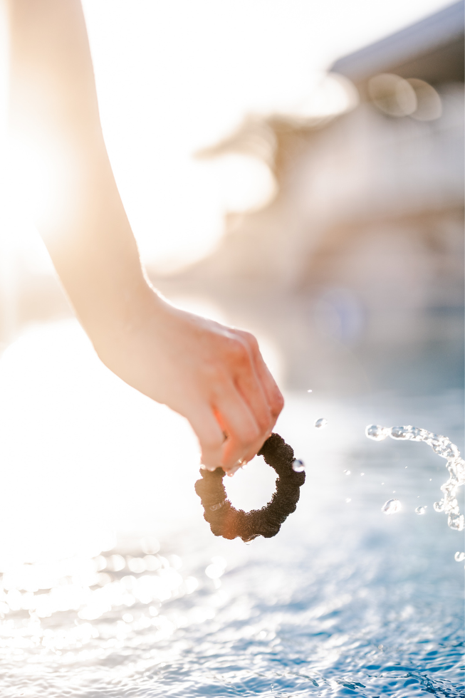 TELETIES - Wholesale Scrunchie - Women's - Terry Cloth Hair Scrunchie | Small | Jet Black 2