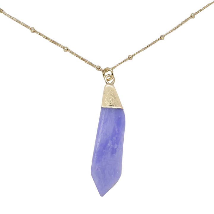 Blue Agate & Gold Pendant Necklace for wholesale by CHARGED