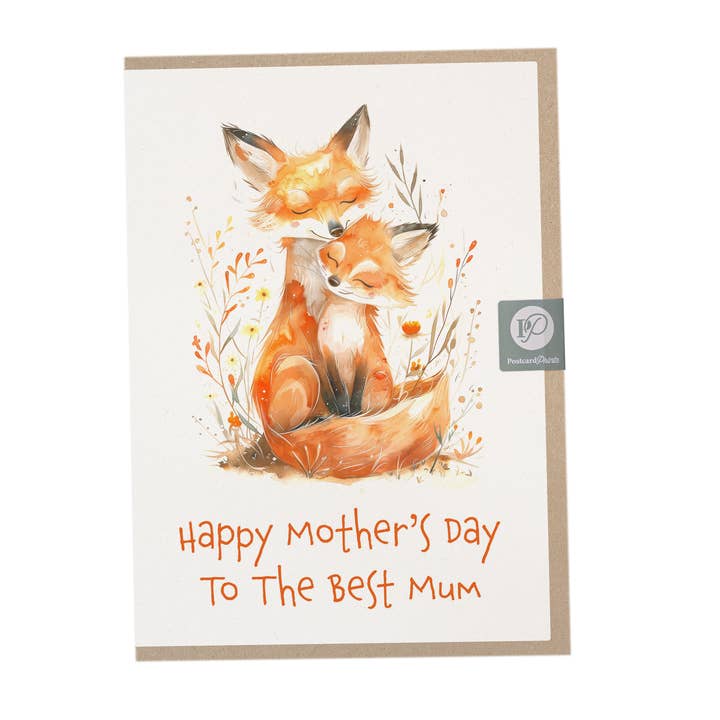 Cute Foxes Mother's Day Card for Mum/Mom for wholesale by Postcard Prints