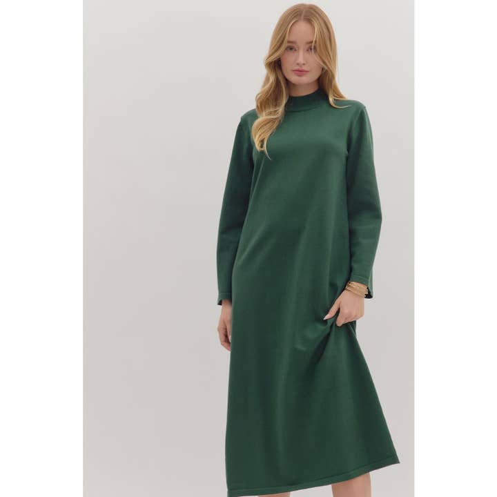 Vestido midi de manga larga con cuello alto sólido para venta al por mayor de STYLE USA