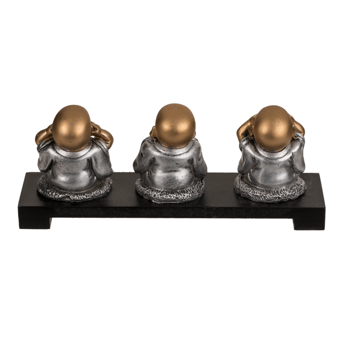 Out of the blue KG - Wholesale Decorative Figurine - 3 Polyresin decoration figurines on wooden bowl,2