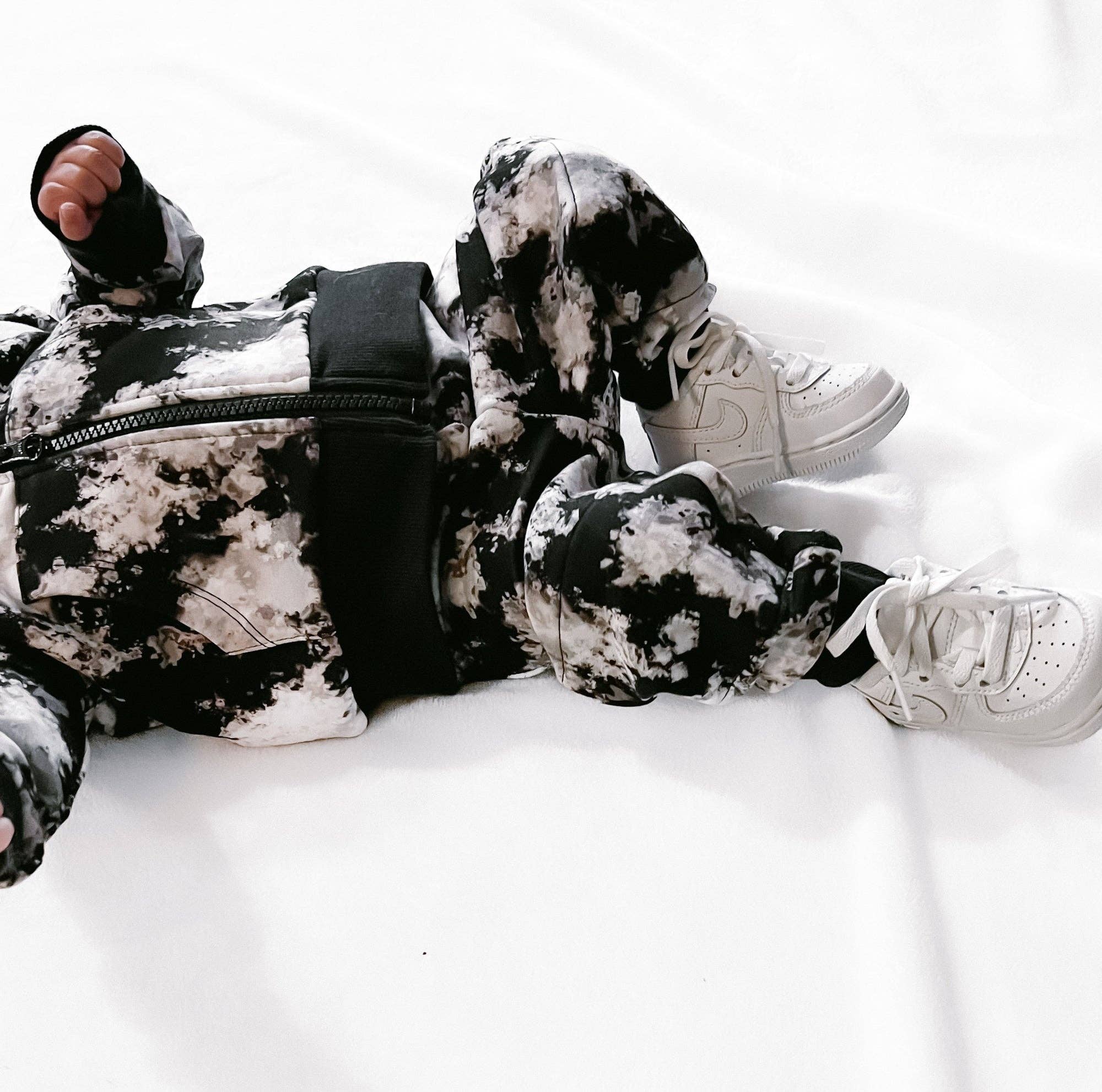 millie + roo LLC - Wholesale Lounge Sweatpants/Joggers - Kids - JOGGERS- Black Tie Dye Bamboo French Terry1