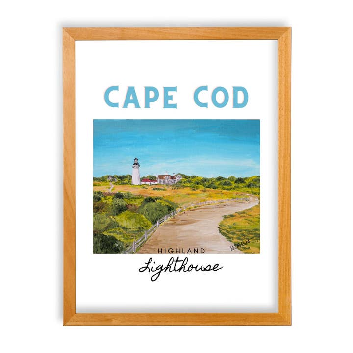 Massachusetts Cape Cod Highland Light Painting Giclee Travel Style Art Print for wholesale by Lower 48 Trading Company Road Trip Shop