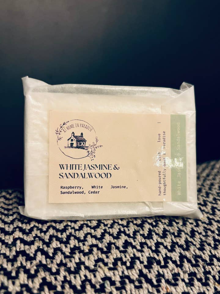 Hvid Jasmin & Sandeltræ Voksbrikker for engroshandel hos At Home In Paradise