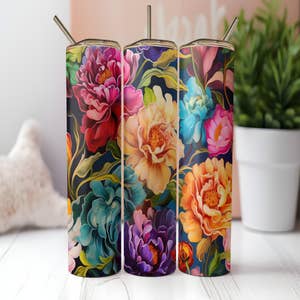 Floral Tumbler, Daisy Gifts for Women, Daisy Coffee Travel Mug, Cute Skinny  Tumbler with Lid and Straw, Daisy Flowers Items, Unique Birthday Gifts for