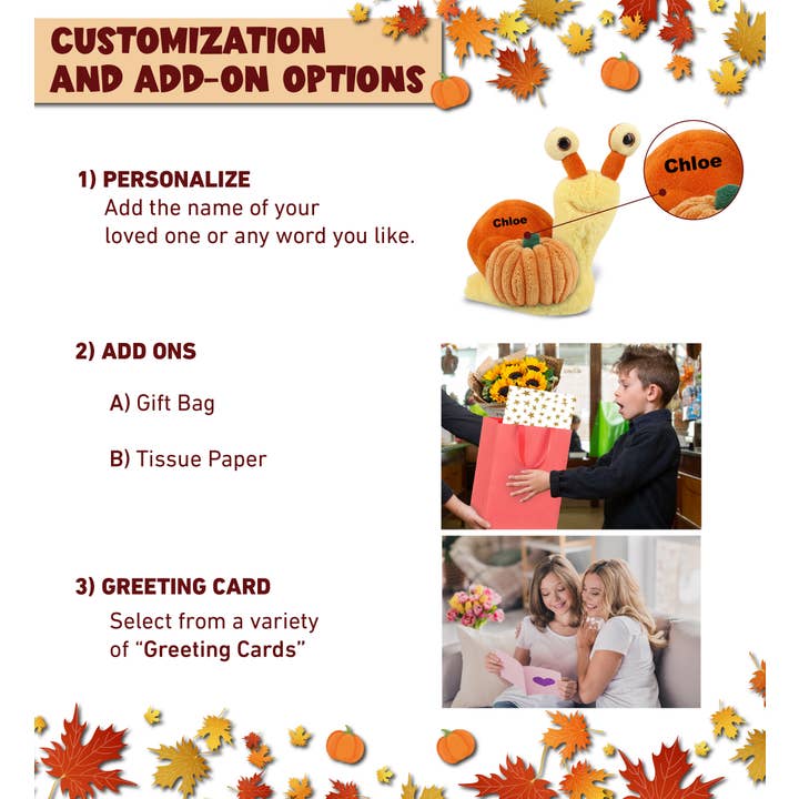 Cota Global - Wholesale Stuffed/Plush Toy - Kids & Baby - Plush Pumpkin - Super-Soft Plush - Orange Snail Small 5.5"1