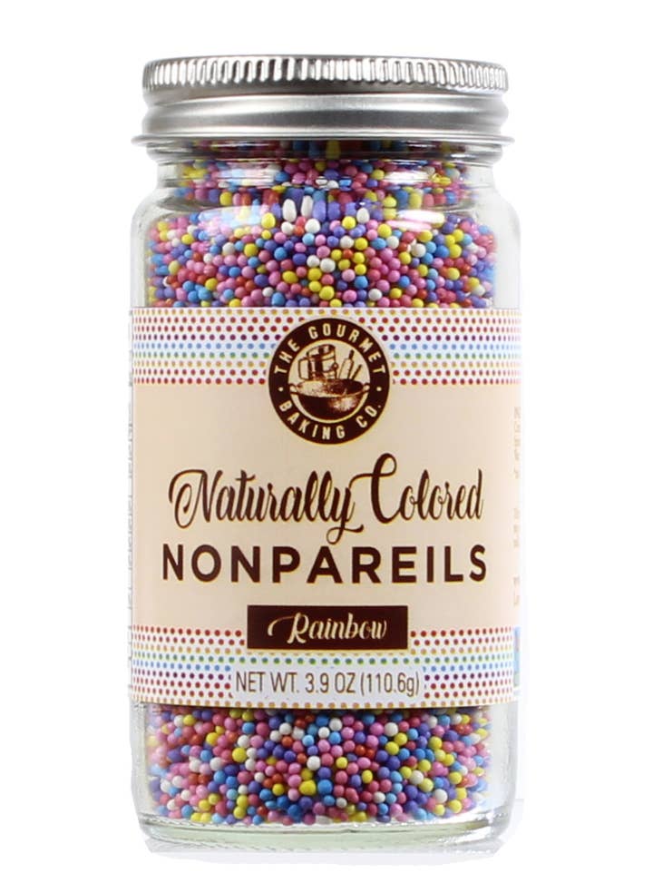 Naturally Colored Rainbow Nonpareils 3.9 Oz. for wholesale by Pepper Creek Farms