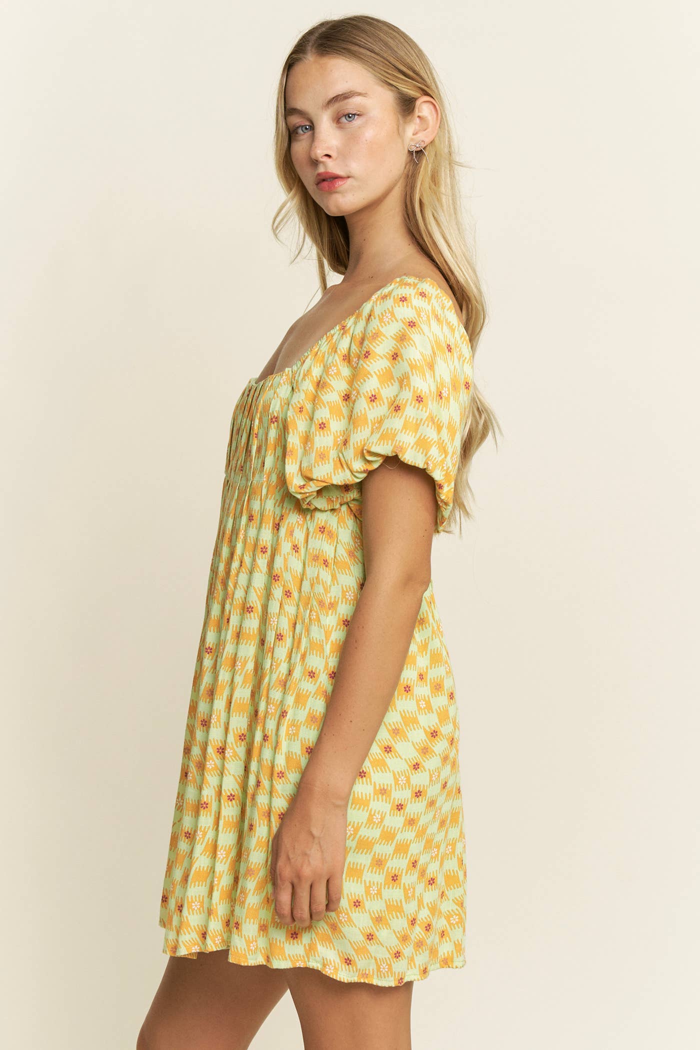 Hersy - Wholesale Dress - Women's - PUFF SLEEVE MINI DRESS- HD022018