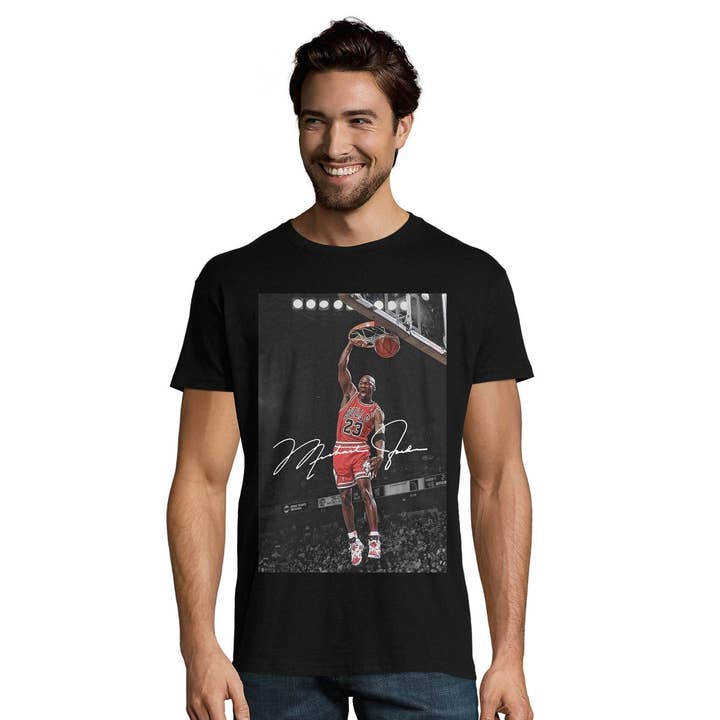 TheKingShirt - Wholesale Graphic Sweatshirt - Women's - Michael Jordan Dunking Signed Logo Unisex Cotton T-Shirt0