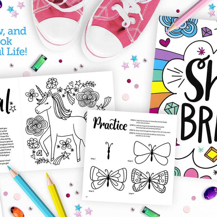 Schiffer Publishing - Venta al por mayor Libro para colorear y cuaderno de actividades - Niños y bebés - Shine Bright Un libro de colores, dibujos y sueños para una vida hermosa1