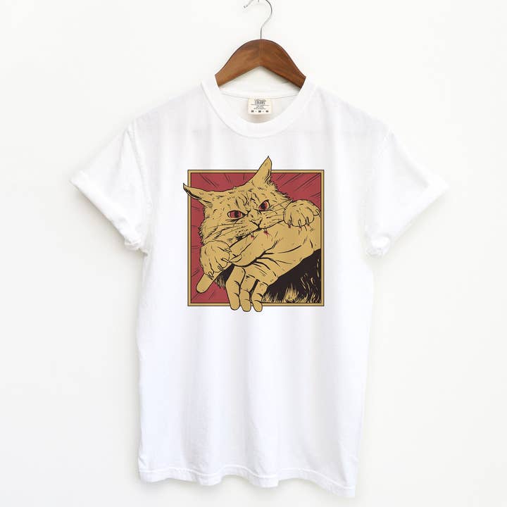 Blue Giraffe Inc - Wholesale Screen Printed T-Shirt - Unisex - Cat Bite Manga T-Shirt3
