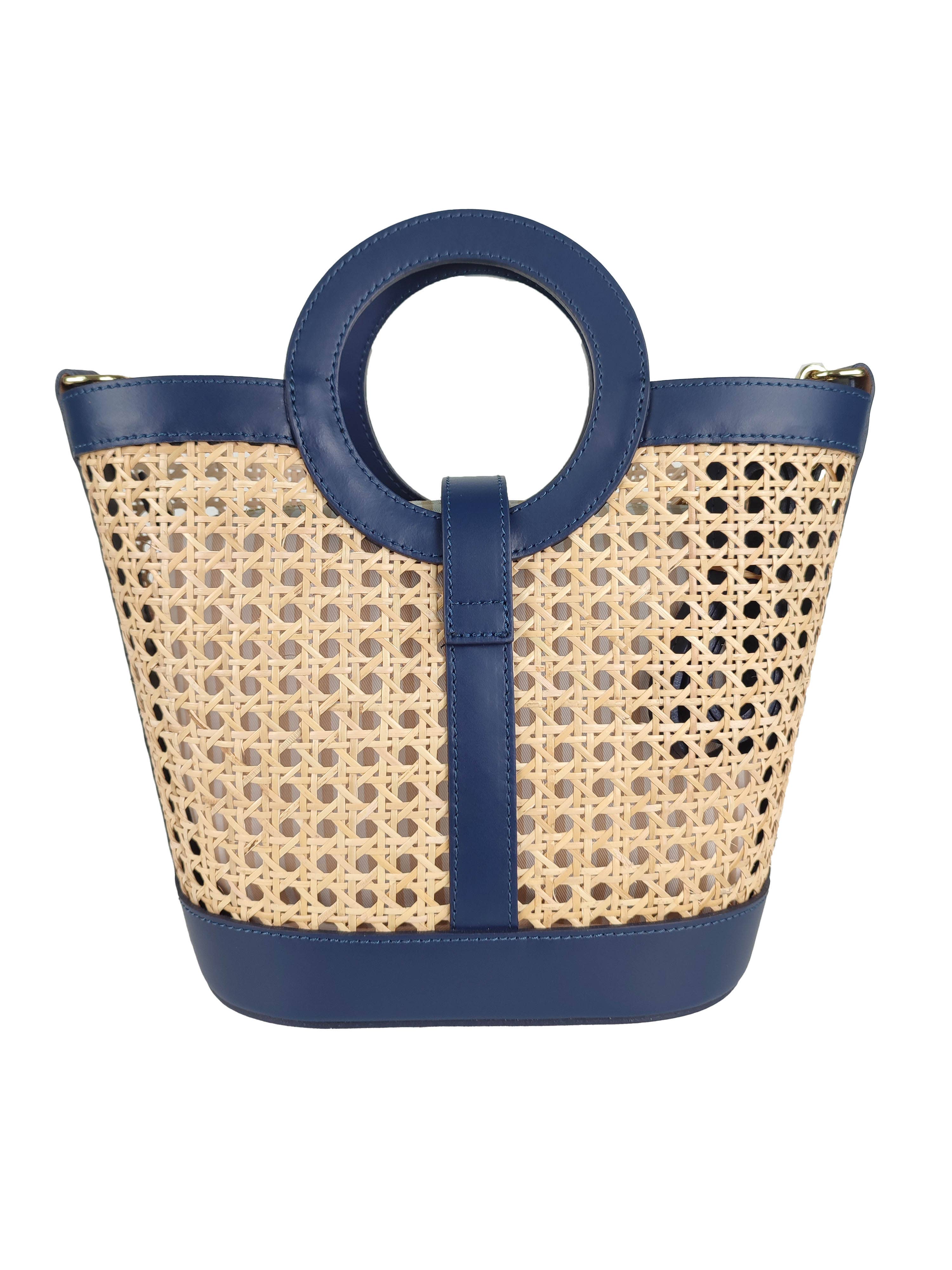 Florence Leather – Engroshandel Taske med håndtag – til kvinder – Rattan taske med læderdetaljer2