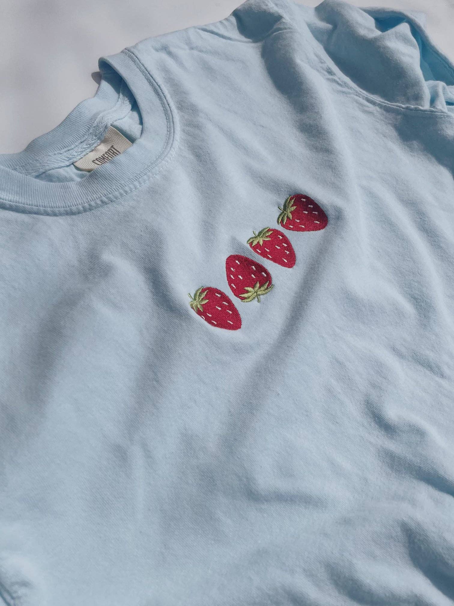 Molly Louise Shop – wholesale T-shirt – women's – Embroidered Strawberry T-Shirt2