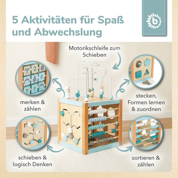 Bieco Spielwaren - Wholesale Wood Toy - Kids - Motor Skills Cube Forest Animals XXL FSC®3