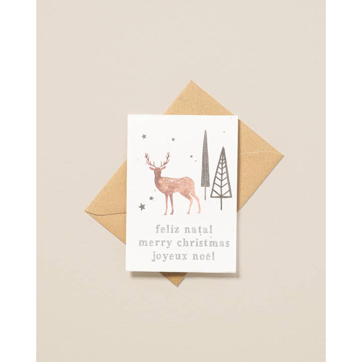 Life in a bag - Wholesale Christmas Card - Christmas Postcard to Assemble and Plant - Reindeer1