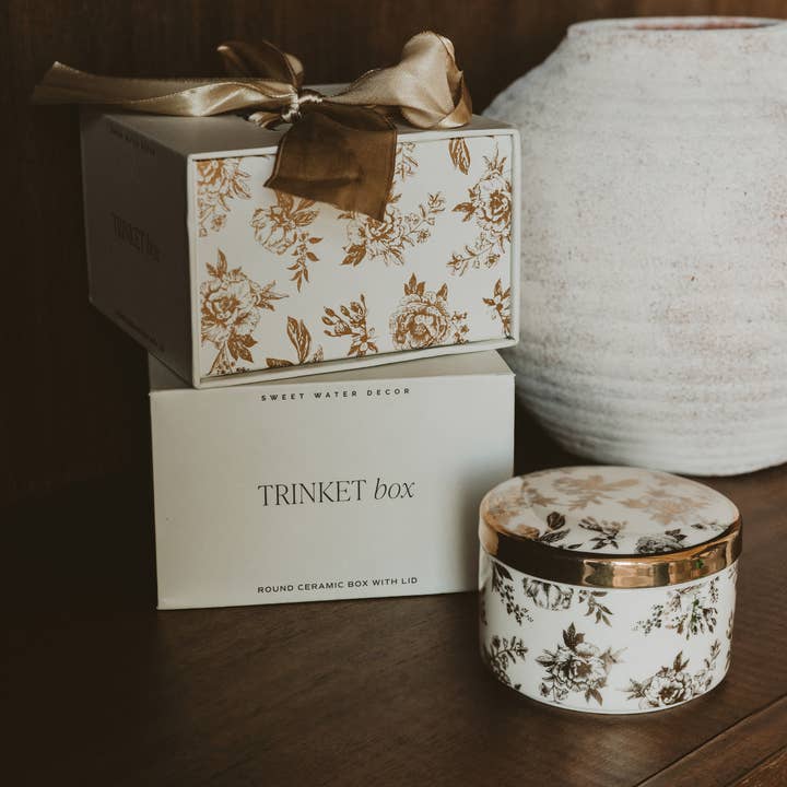 *NEW* Gold Delft Trinket Dish w/ Lid - Home Decor & Gifts for wholesale by Sweet Water Decor