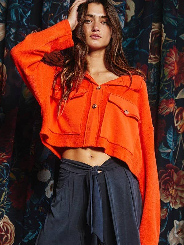 LAVENDER T1602 OUTLET SALE Cropped Shirt Jacket Shacket for wholesale on Faire10