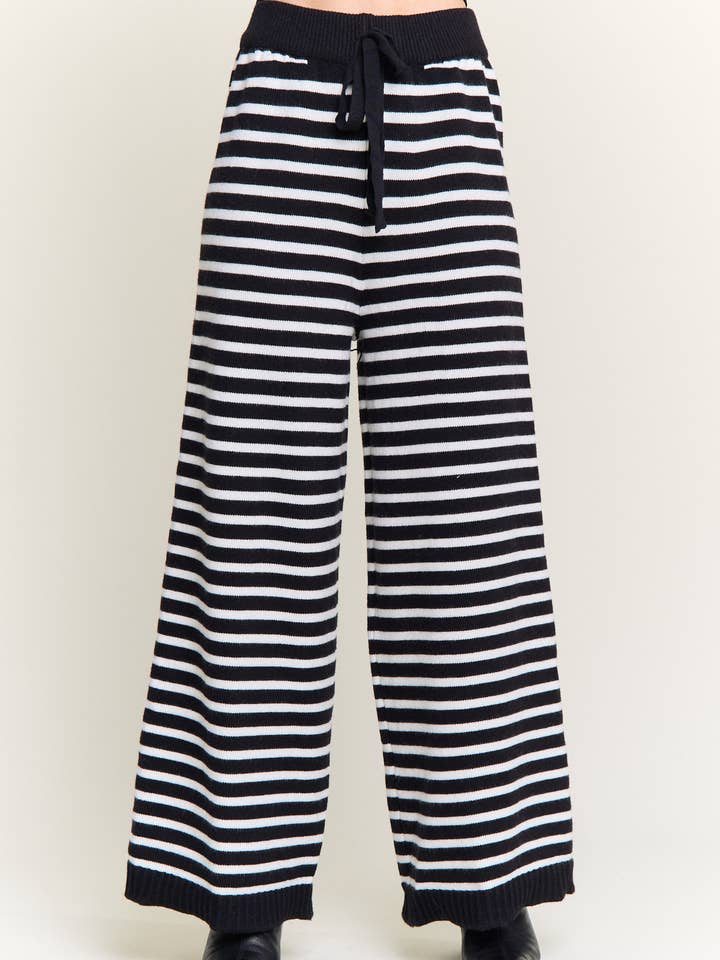 CEP4154 -STRIPED WIDE-LEG KNIT LOUNGE PANTS for wholesale by ADORA LA