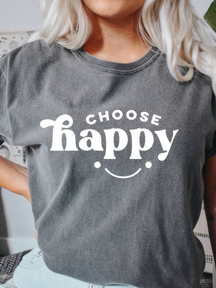 Choose Happy T-shirt - Positivity Graphic Tee for wholesale by Desert Raine
