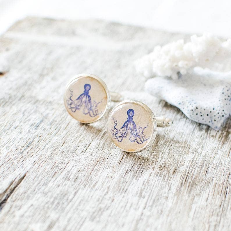 Juju Treasures - Wholesale Cufflinks - Blue Octopus Cufflinks1