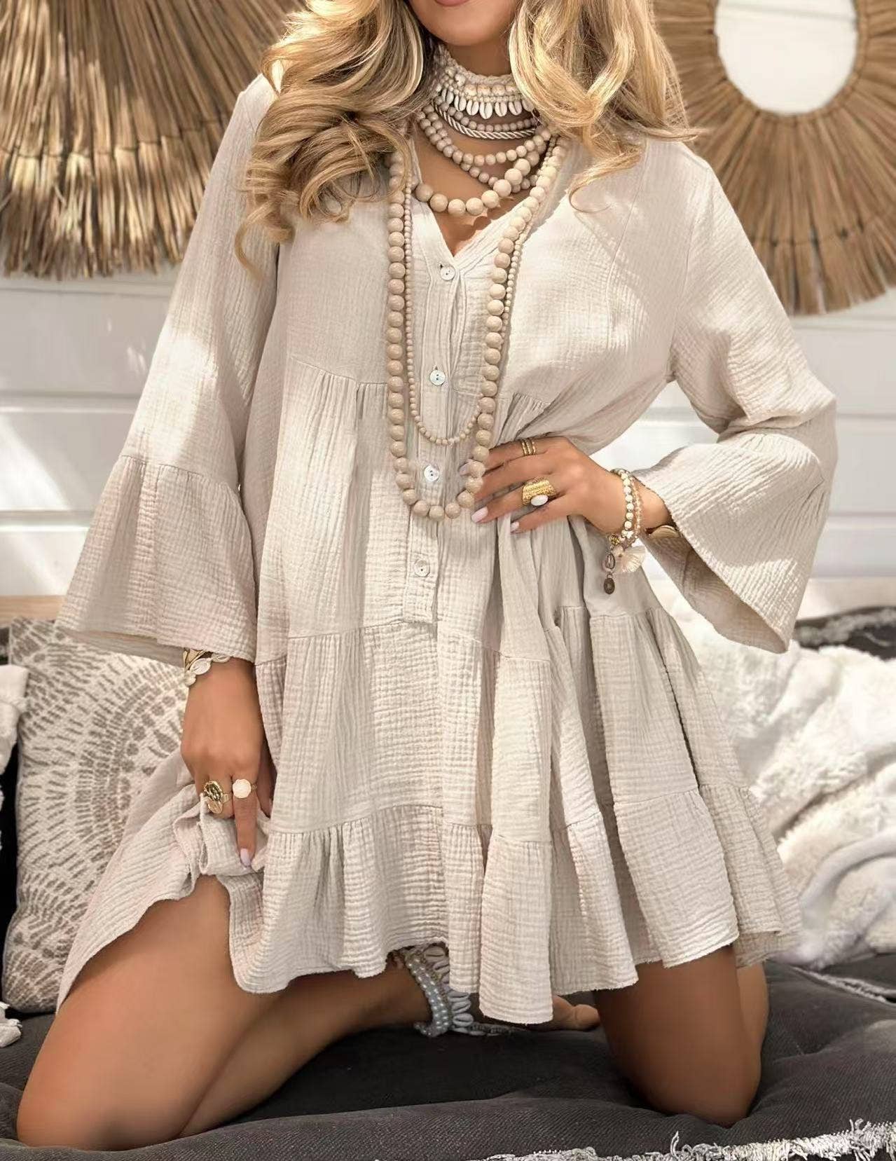 ESTEE BROWN - Wholesale Dress - Women's - Short dress in cotton gauze - 100% Cotton - 85592