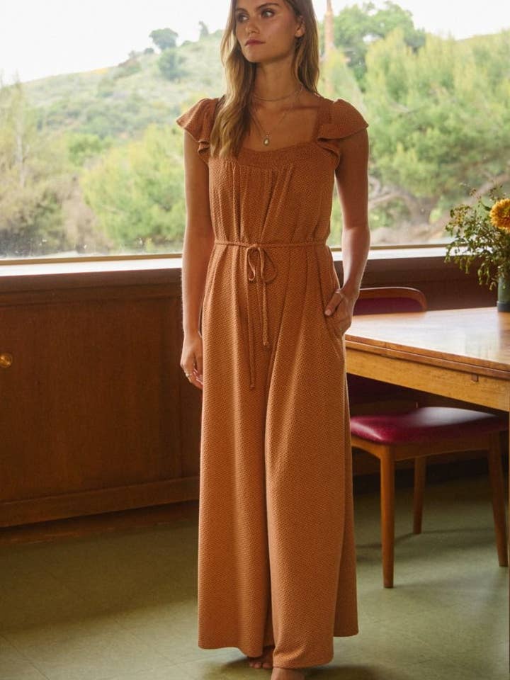 Jacquard Flutter Sleeve Jumpsuit for wholesale by Oddi