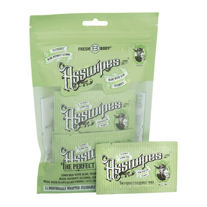 Asswipes Singles Flushable Personal Cleansing Wipes To Go for wholesale by Fresh Body