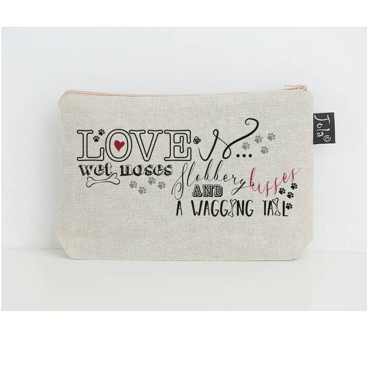 Love Is Wet Nose Small Make Up Bag for wholesale by Jola Designs