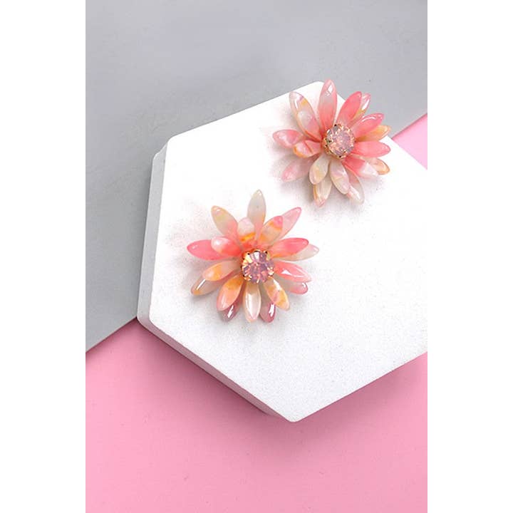 JOSSLYN by wall to wall - Wholesale Stud/Post Earrings - RESIN RHINESTONE DAISY STUD EARRINGS | 80E750