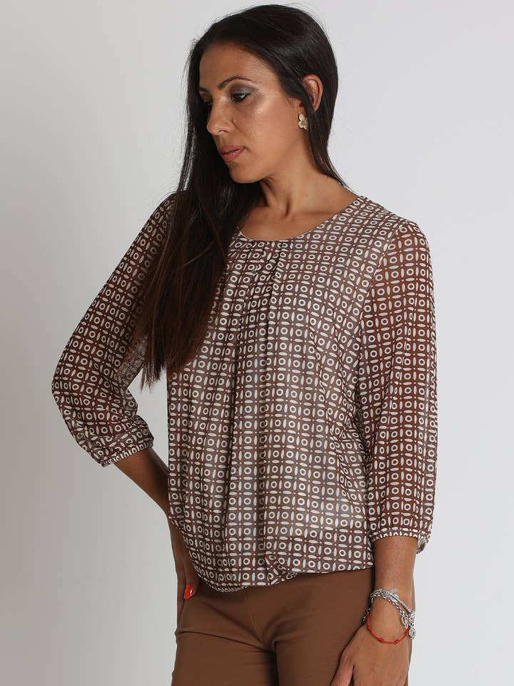 383360N T-SHIRT DE TULE ESTAMPADO GEOMÉTRICO por atacado de LOURDES CASTILLO