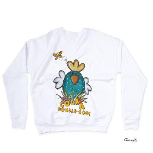 Doodle-Doo White Sweatshirt for wholesale by Charmy Gift Store