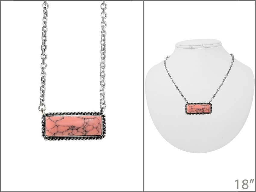 Boho Ranch Shop - Wholesale Pendant/Charm Necklace - Western Semi Stone Bar Necklace6