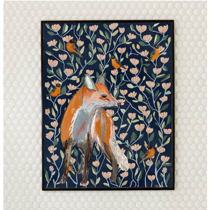 Art Print (8x10). Fox Flowers for wholesale by Blueberry Road Cards