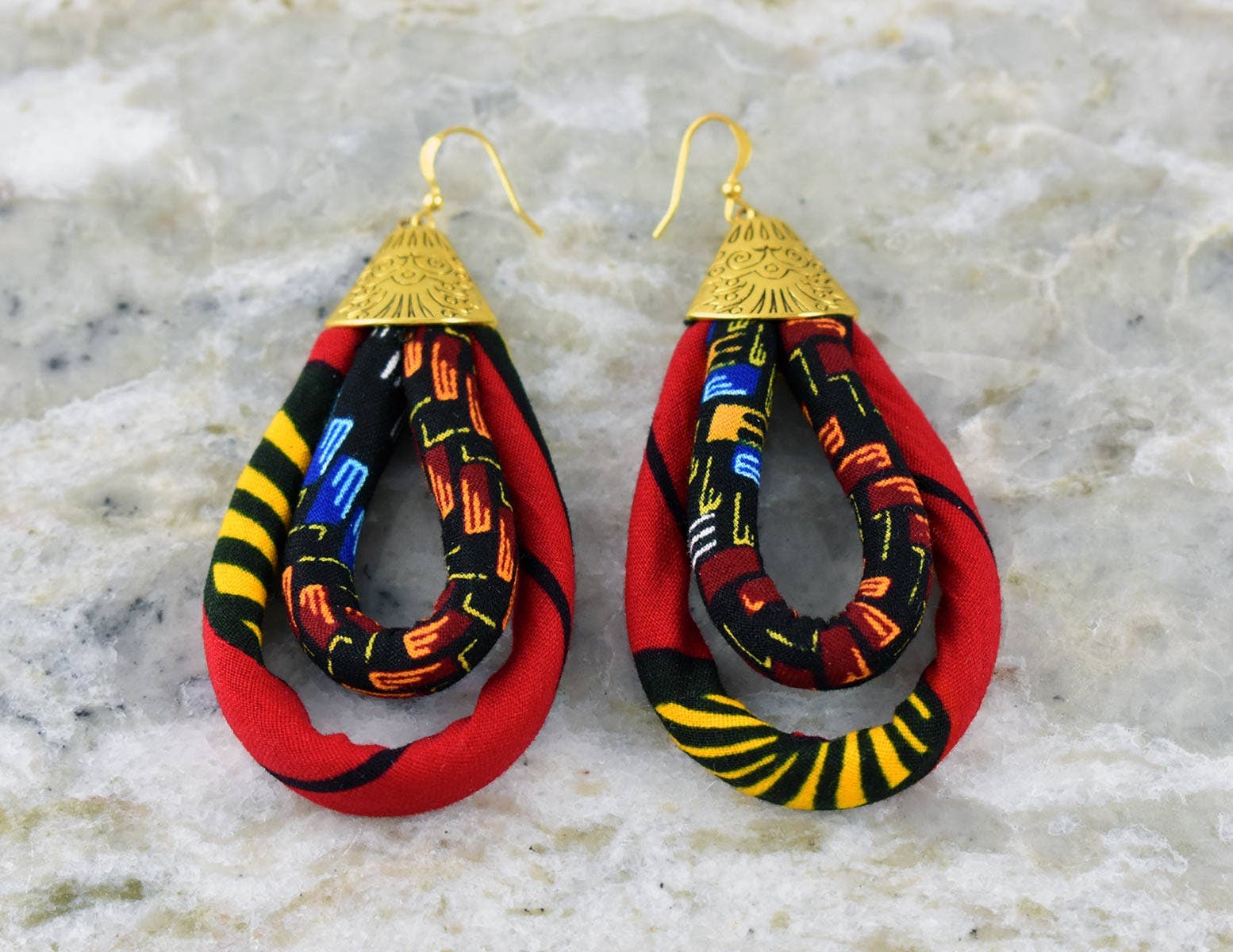 Cloth & Cord, LLC - Wholesale Dangle Earrings - Mini Double Loop Earring | Ketepa Print Earring3