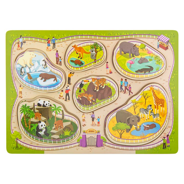 The Toy Network - Wholesale Puzzle - Kids - 11.75" x 10.25" 6PC CHUNKY BUILD A ZOO PUZZLE1