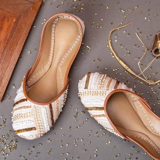 Lineal Beautification Ivory Embellished Ballet Flat Wedding Shoes for wholesale on Faire2