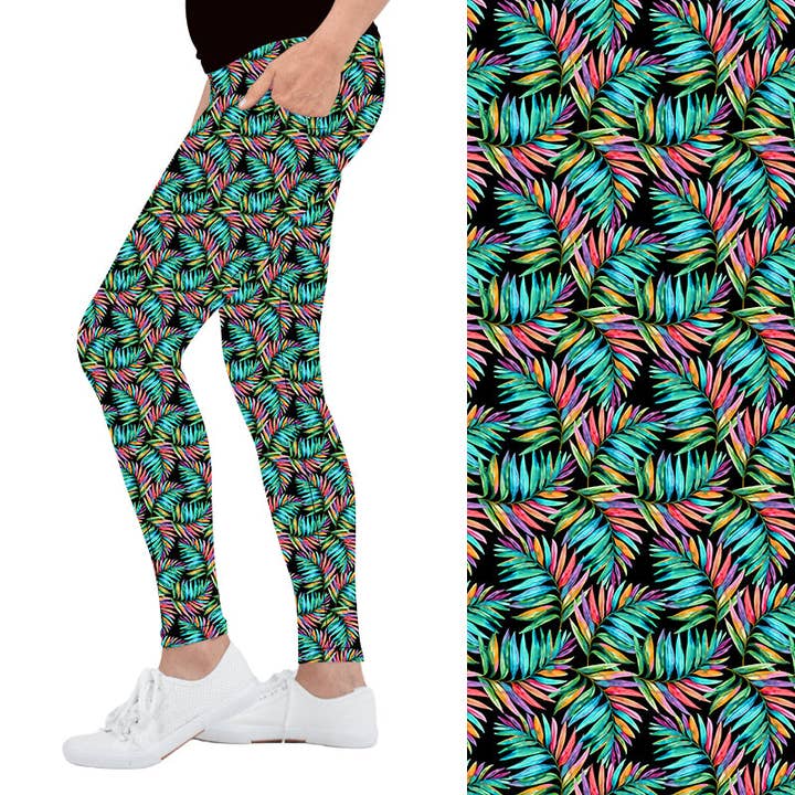 Neon Palm Party Deluxe Fickleggings för wholesale av Natopia