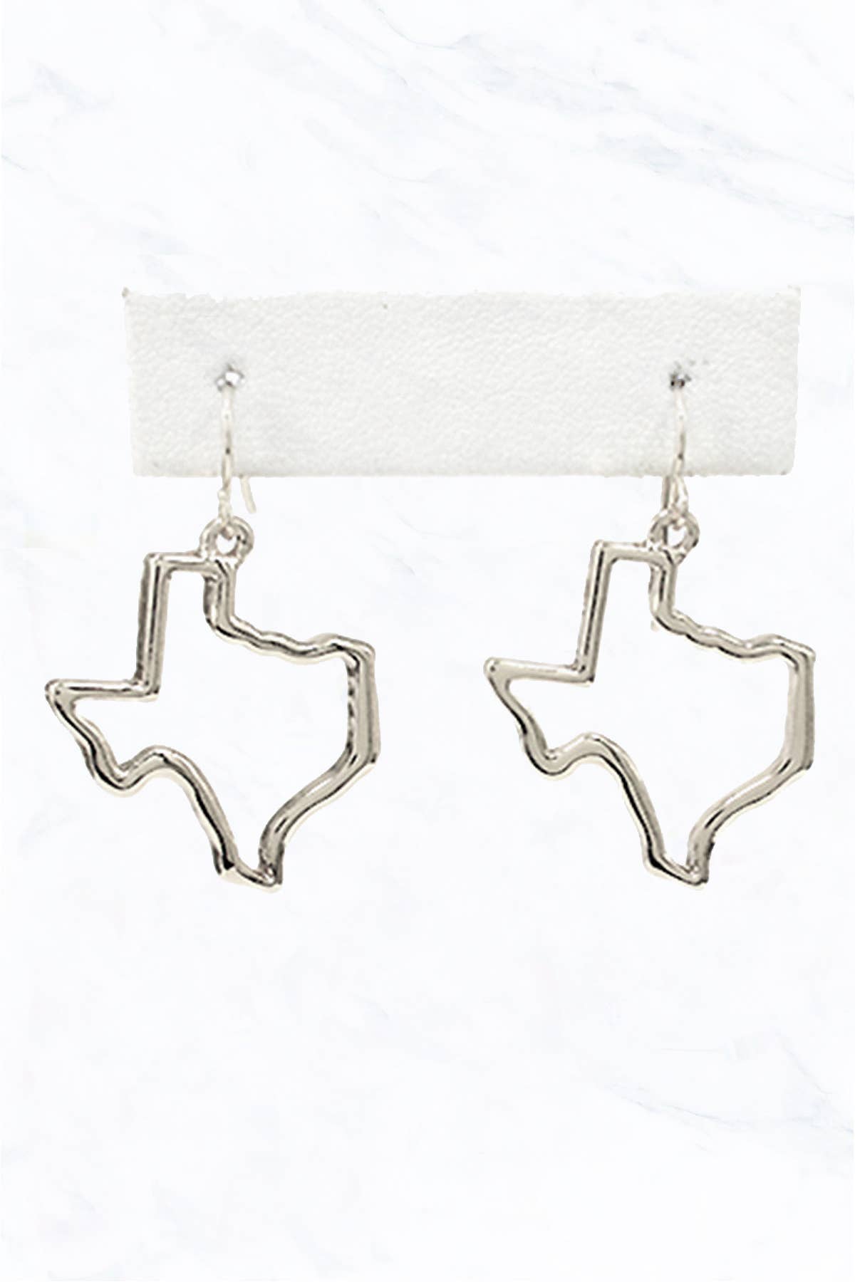 Suzie Q USA - Vendita all'ingrosso Orecchini pendenti - Orecchini in metallo con mappa del Texas intagliata