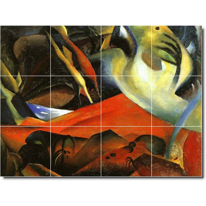 Painel de Azulejos Cerâmicos Abstratos - A Tempestade de August Macke por atacado de Picture-Tiles.com