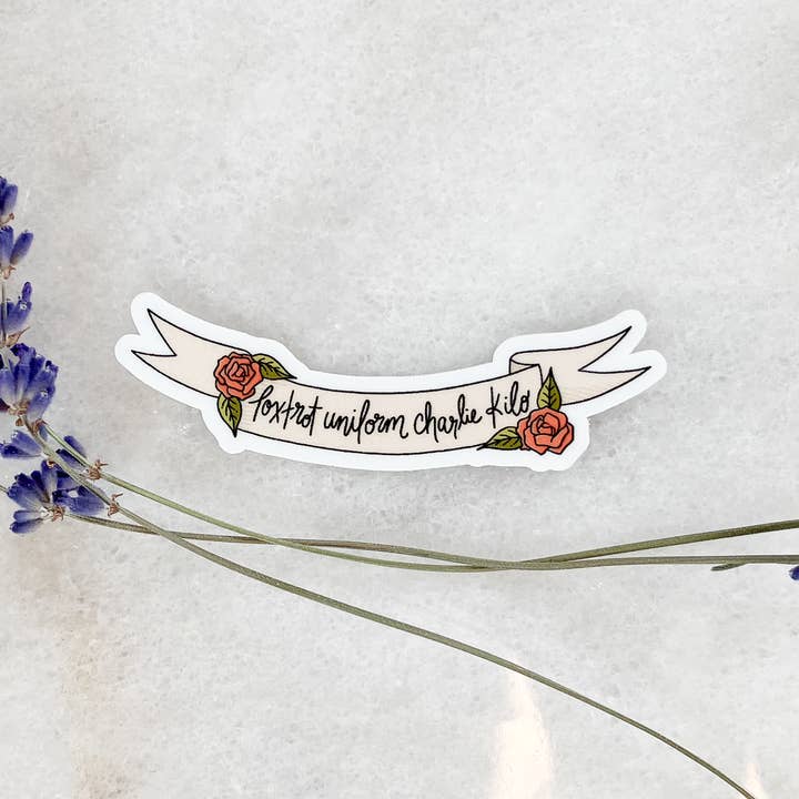 Foxtrot Uniform Charlie Kilo Sticker for wholesale by Le Petit Lapin Art Studio