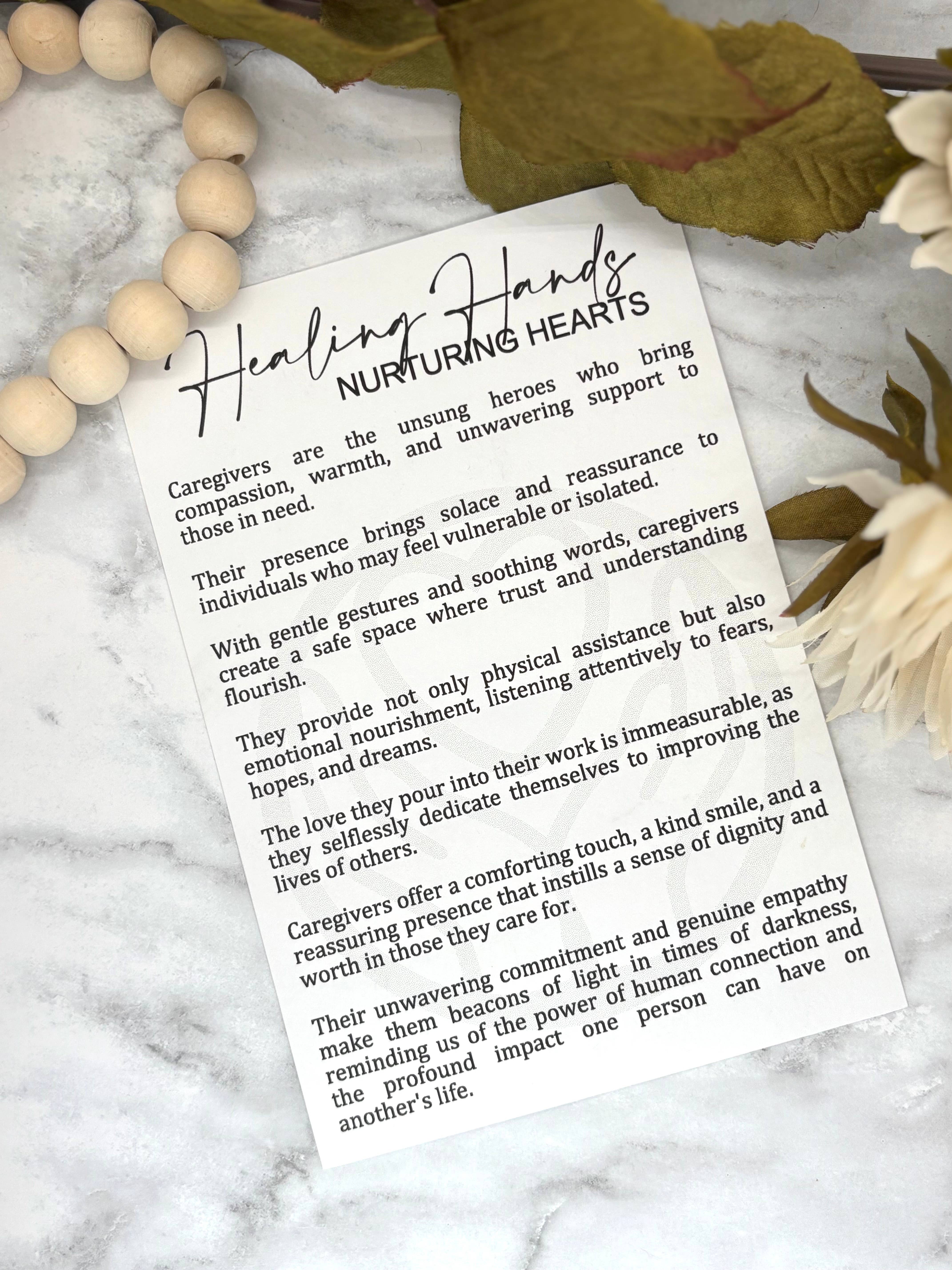 Harris Girl Creations - Wholesale Keepsake Coin/Token - Caregiver-Healing Hands Story Card Charm1