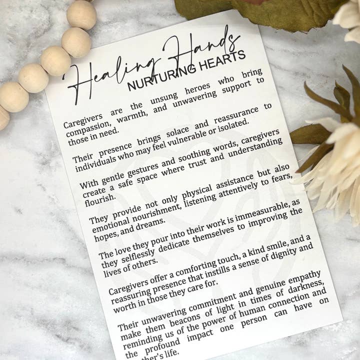 Harris Girl Creations - Wholesale Keepsake Coin/Token - Caregiver-Healing Hands Story Card Charm1