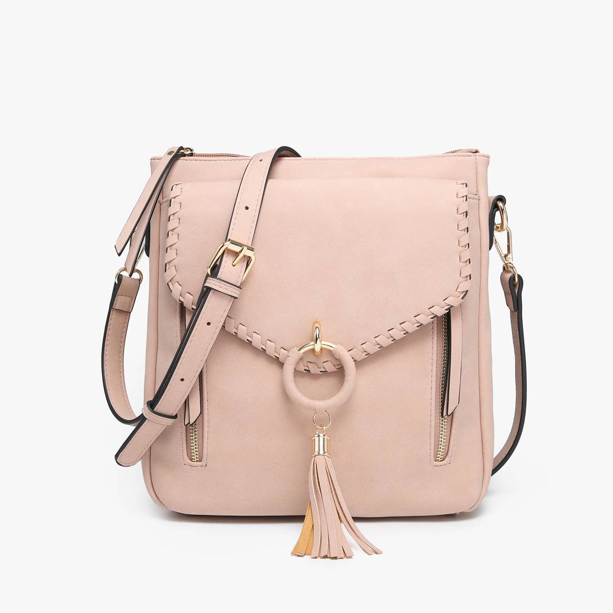 Jen & Co. - Wholesale Crossbody Bag - Women's - M2347 Layla Faux Suede Whipstitch Crossbody w/ Tassel2