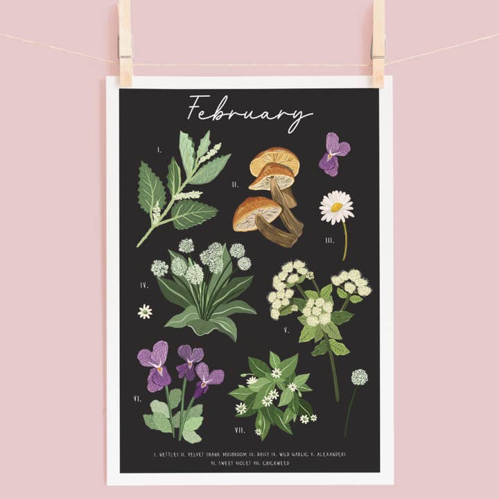 February Foraging Print for wholesale by Bea Baranowska Illustration