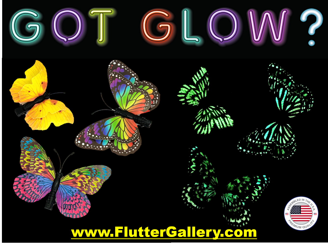 Flutter Gallery - Wholesale Ornament Set - GLOW Butterfly Clip Bundle of 1003
