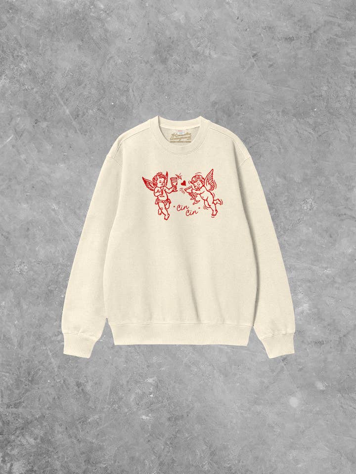 * Cin Cin * Cupid, Valentine's Boxy Cotton 90's Sweatshirt for wholesale by The Clandestine Underground