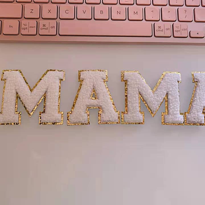 2.35 inch Iron on letters, White, Chenille Letters, varsity for wholesale by Chicbaby LLC