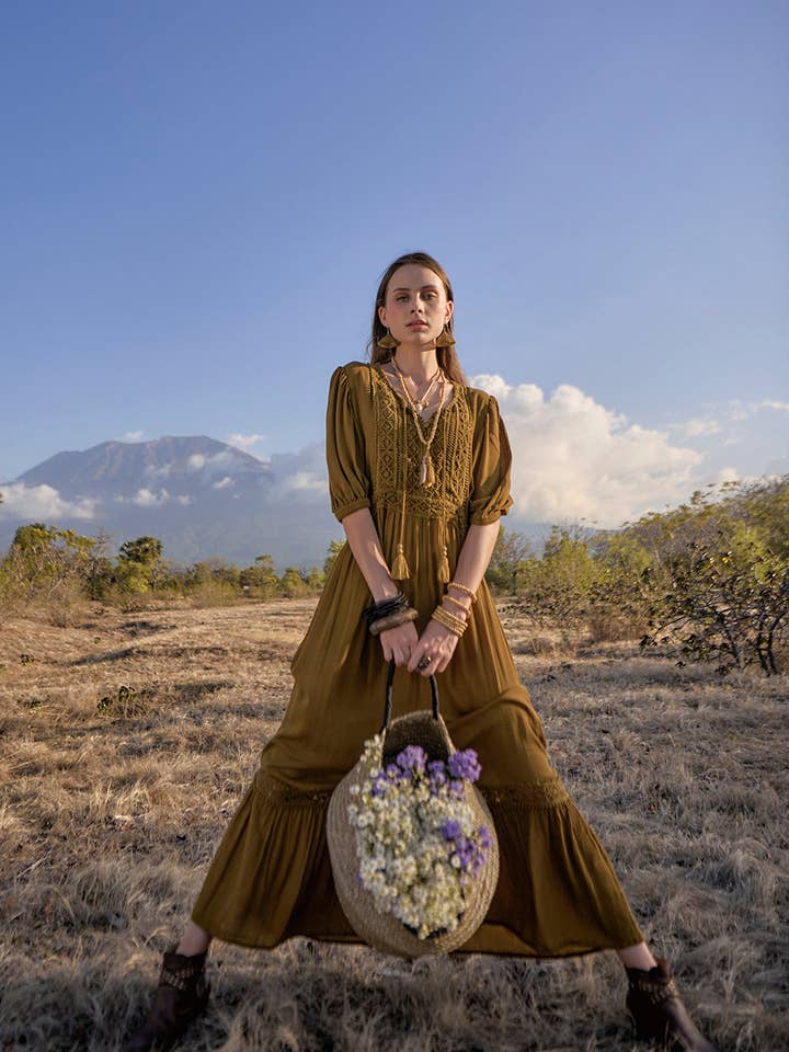 Vestido Vivianne Boho - Moss para venta al por mayor de Tulle and Batiste