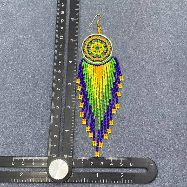Mio Queena - Wholesale Tassel Earrings - Dream Catcher Seed Beads Fringe Earrings - BJ/SB7